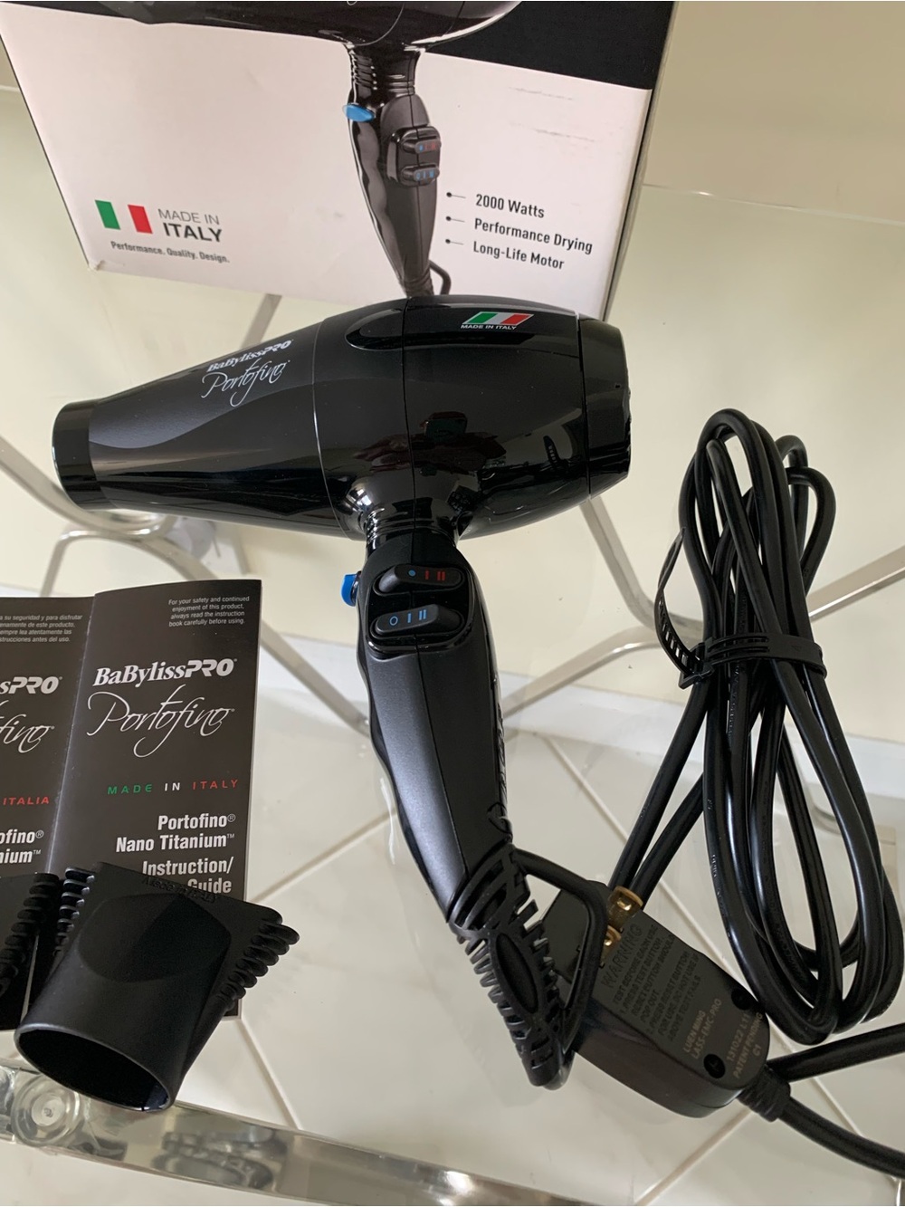 BaBylissPBaBylissPRO Portofino Nano Titanium Hair Dryer 2000 Watts Made in Italy - Picture 3 of 8